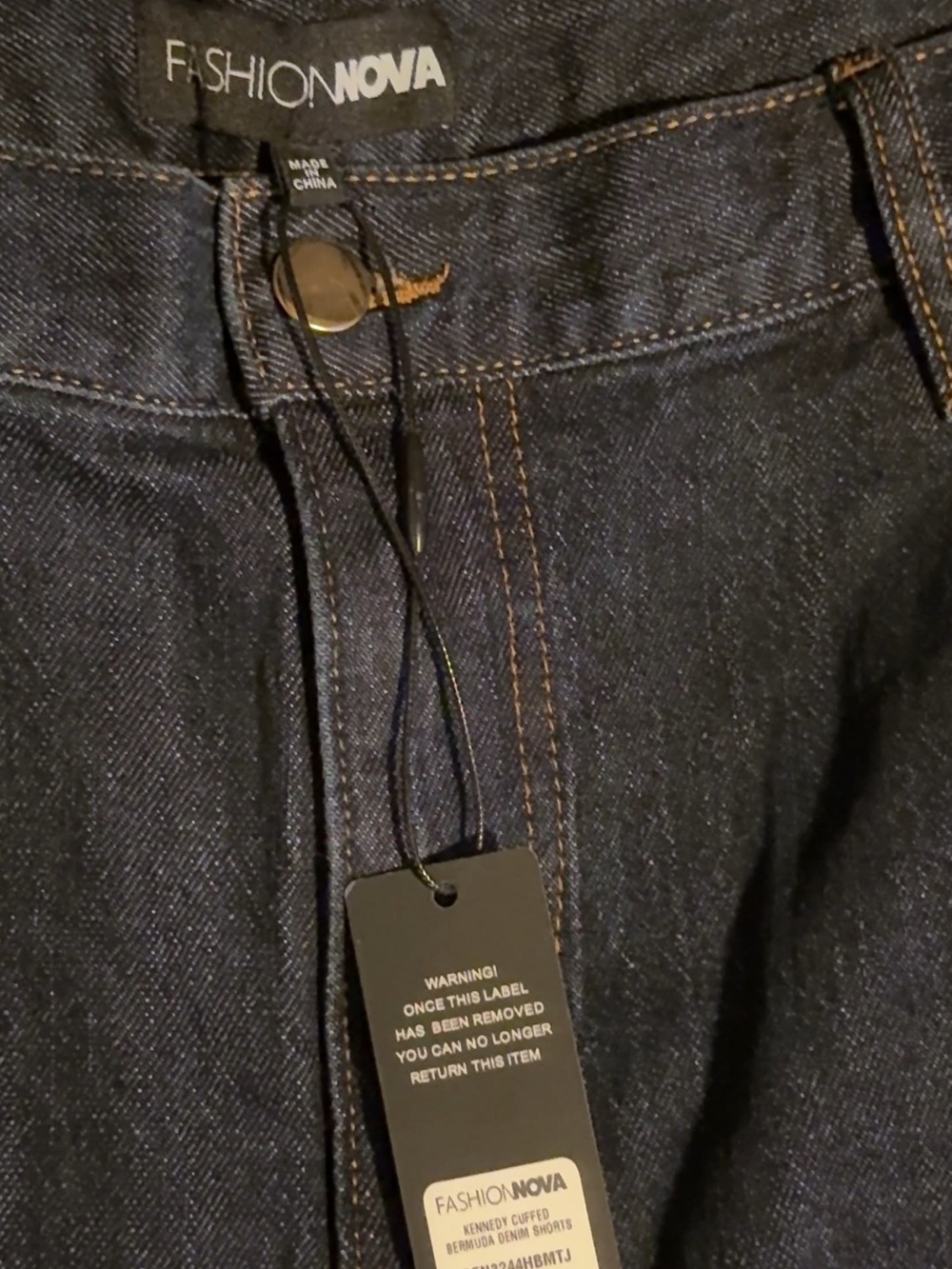 Fashion Nova Women’s Dark Bermuda Denim Jean Shorts - Picture 3 of 4